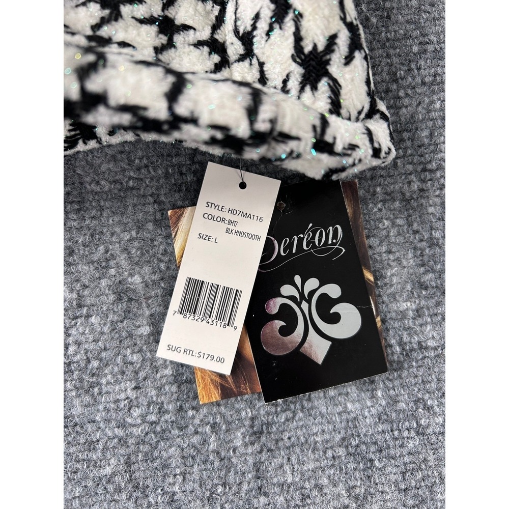 VTG Dereon Beyoncé Black White Houndstooth Hooded Jacket Women's Size L Glitter - Picture 9 of 13